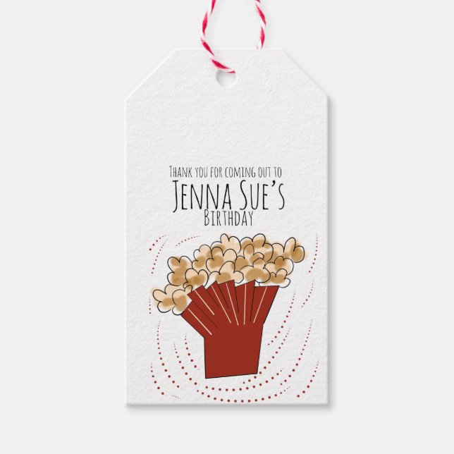 Étiquettes-cadeau Popcorn Doodle Movie Extérieur Fête Anniversaire (Devant)