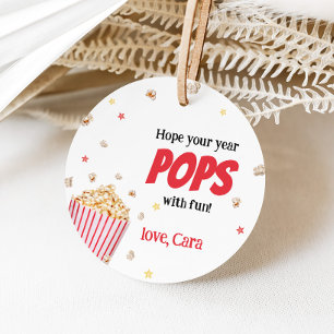 Étiquettes Cadeau Popcorn Retour à l'école Round Favoriser Tags