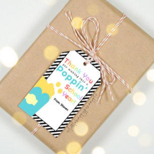 Étiquettes-cadeau Popcorn Thème Enseignant fin d'année Merci