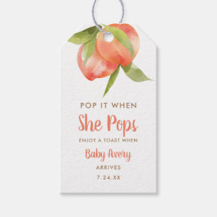 Étiquettes-cadeau Pop'it When She Pops Little Peach Baby shower