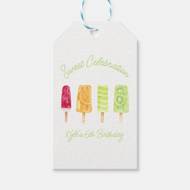 Étiquettes-cadeau Popsicle fête d'anniversaire (Devant)