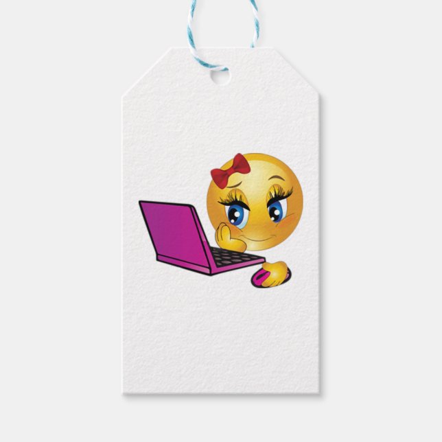 Étiquettes-cadeau Portable personnalisé Emoji Girl (Devant)
