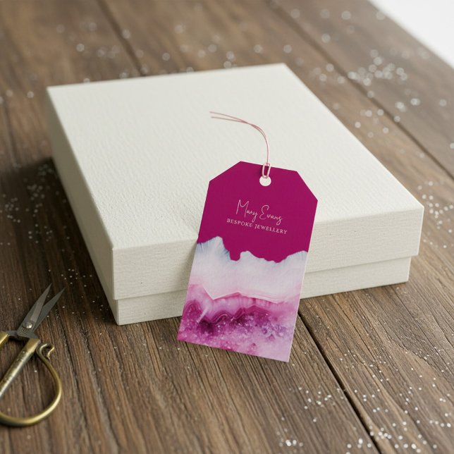 Étiquettes-cadeau Porte rose joli collier carte d'affichage (Créateur téléchargé)