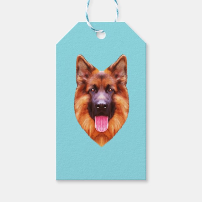Étiquettes-cadeau Portrait de chien berger allemand (Devant)
