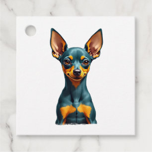 Étiquettes Cadeau Portrait de Pinscher Miniature Vintage Coloré Grav