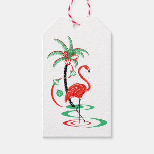 Étiquettes-cadeau Portrait rouge des textes de Flamant rose de Noël
