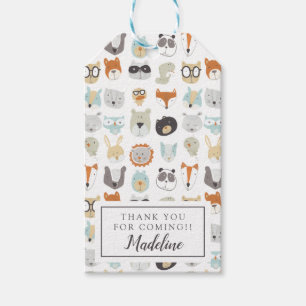 Étiquettes-cadeau Portraits animaux mignons amicaux des visages  