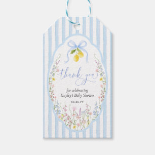 Étiquettes-cadeau Posey Wildflower Blue Bow Baby Shower