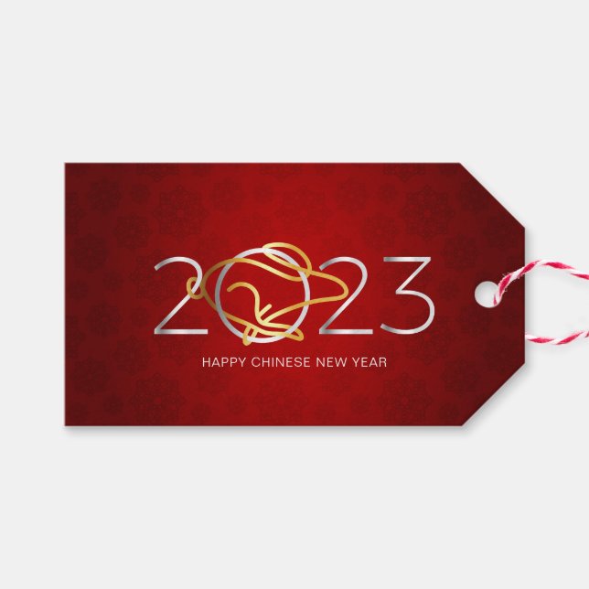 Étiquettes-cadeau Poster du Nouvel An Chinois 2023 (Devant (Horizontal))