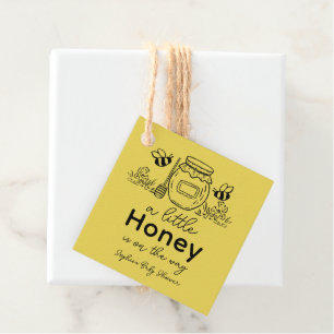 Étiquettes Cadeau Pot à miel dessiné à la main et abeilles Fête bébé