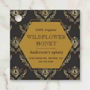 Étiquettes Cadeau pot à miel monogrammé de rucher de reine abeille o