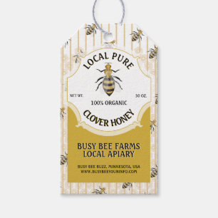 Étiquettes-cadeau Pot de miel de nid d'abeilles d'abeille