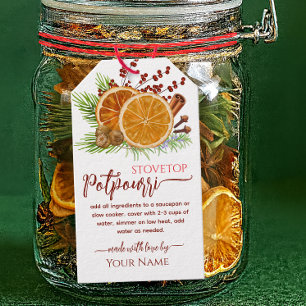 Étiquettes-cadeau Pot-pourri de Noël à chauffer sur la gazinière rou
