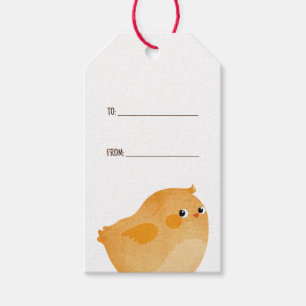 Étiquettes-cadeau Poulet de Pâques en orange pour une belle fête
