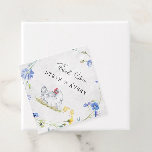 Étiquettes Cadeau Poulets rustiques | Baby shower (En situation)