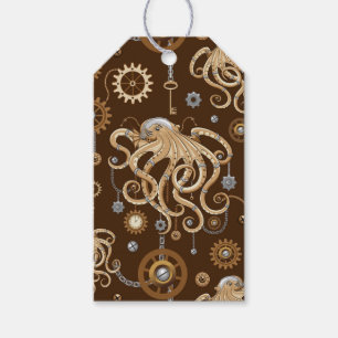 Étiquettes-cadeau Poulpe Steampunk Rétro Fantastique Mécanique