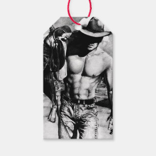 Étiquettes-cadeau Pour Hommes Classique Art Art Alpha Homme Cowboy