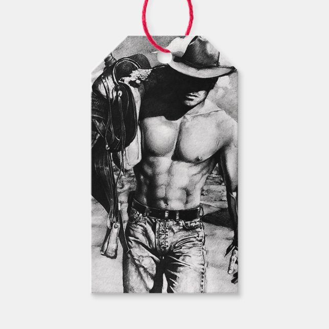 Étiquettes-cadeau Pour Hommes Classique Art Art Alpha Homme Cowboy (Devant)