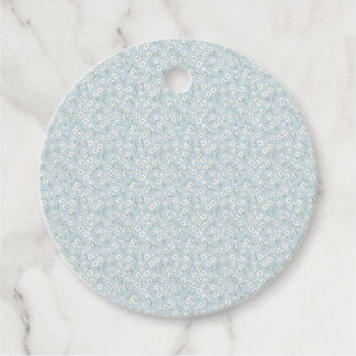 Étiquettes Cadeau Prairie de fleurs sauvages bleu ciel et camomille