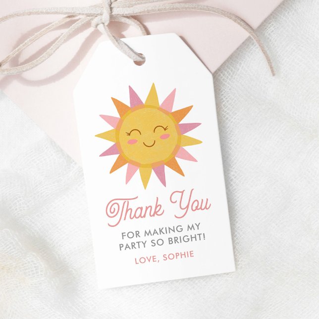 Étiquettes-cadeau Premier anniversaire de soleil mignon premier tour (Créateur téléchargé)