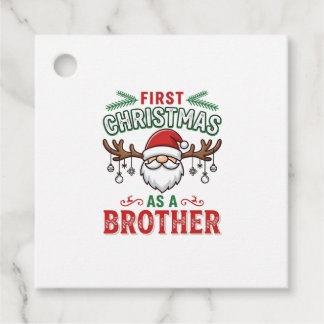 Étiquettes Cadeau Premier Noël en tant que frère Santa Gnome