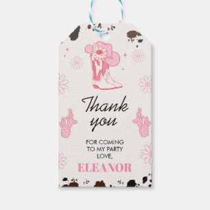 Étiquettes-cadeau Premier rodéo rose chaud 1er Merci d'anniversaire