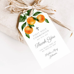 Étiquettes-cadeau Première communion de Merci d'agrumes botanique mo