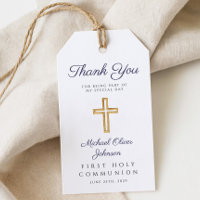 Première communion religieuse garçon écriture bleu