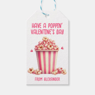 Étiquettes-cadeau Prenez un Popping Valentine's Day Pink Popcorn Hea