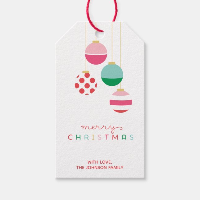 Étiquettes-cadeau Preppy Holiday Ornament Personnaliser Noël (Devant)