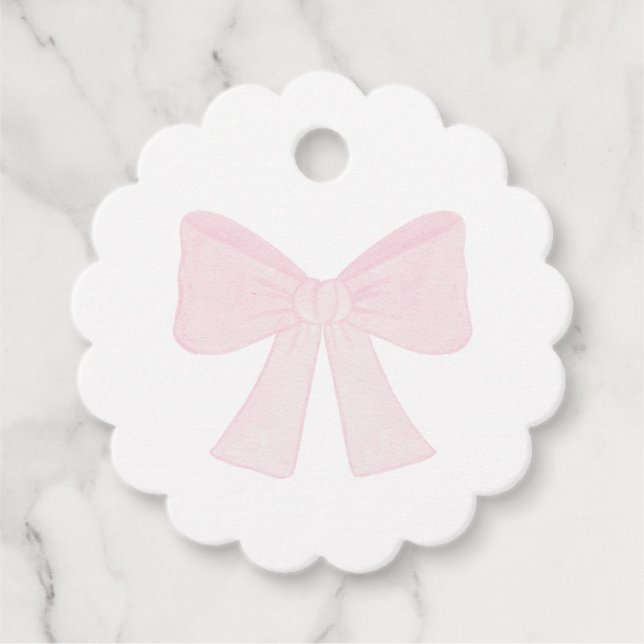 Étiquettes Cadeau Preppy Pink Bow Grandmillennial Premier anniversai (Devant)