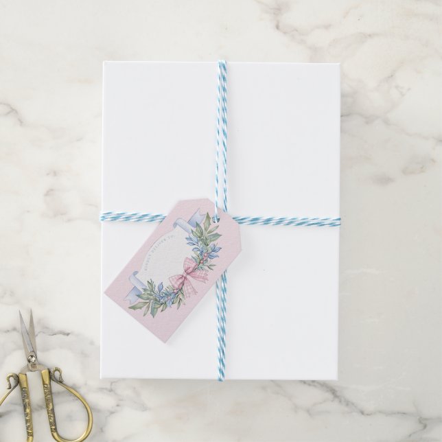 Étiquettes-cadeau Preppy Rose En vichy grand-millénaire (With Twine)