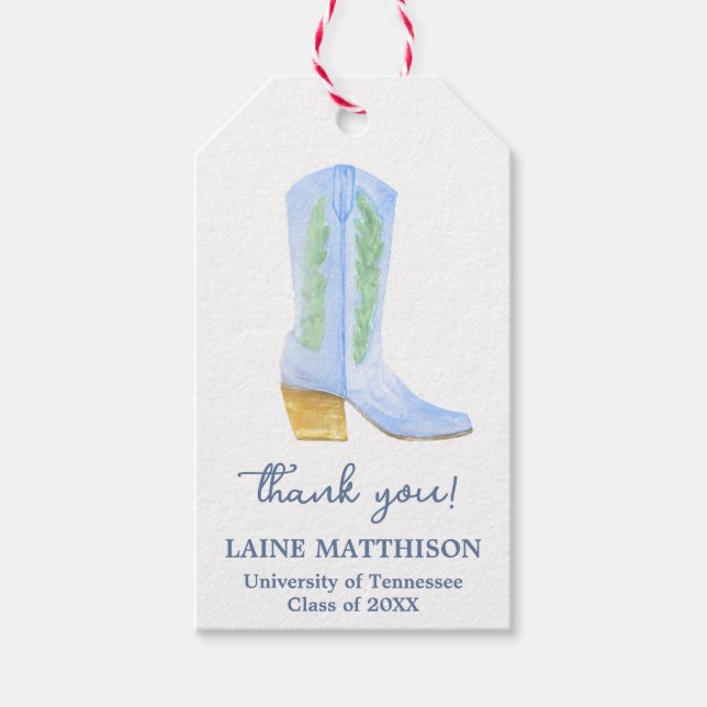 Étiquettes-cadeau Preppy Southern Cowgirl Boot Graduation (Devant)