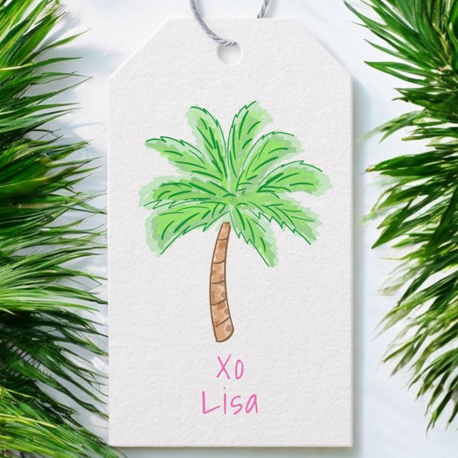 Étiquettes-cadeau Preppy Tropical Palm Tree Custom (Créateur téléchargé)