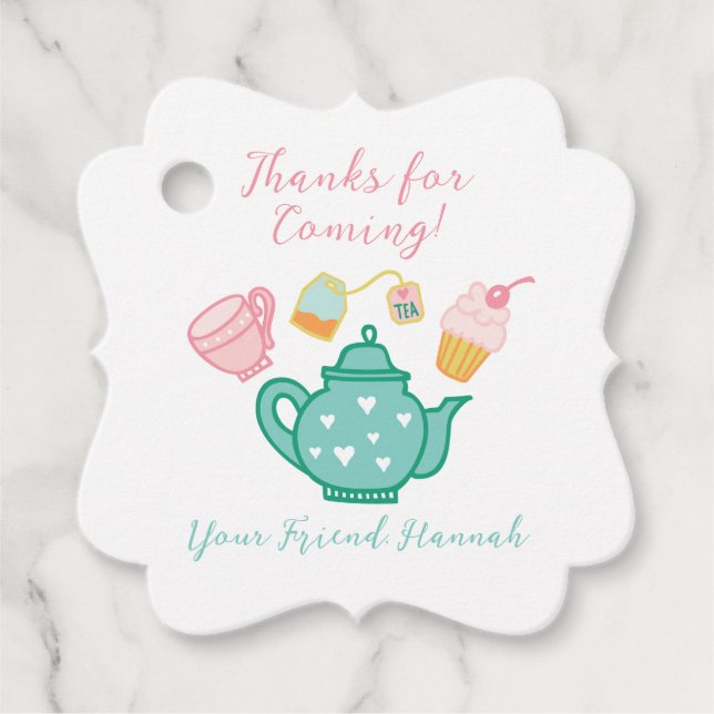 Étiquettes Cadeau Preppy Whimsical Tea Party (Devant)