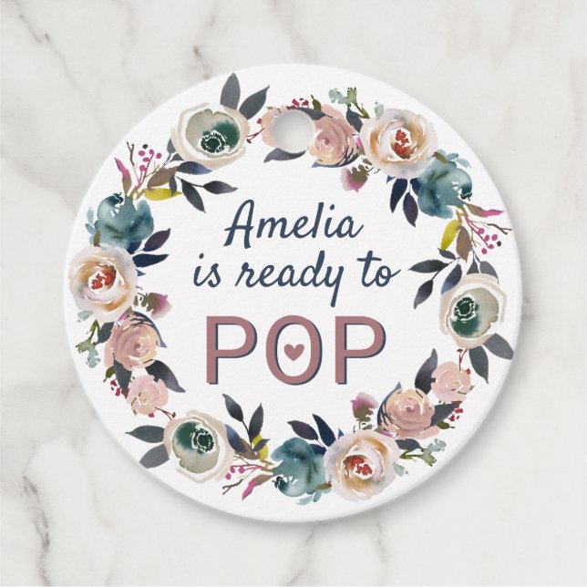 Étiquettes Cadeau Prêt à saupoudrer de Baby shower de pop pop (Devant)