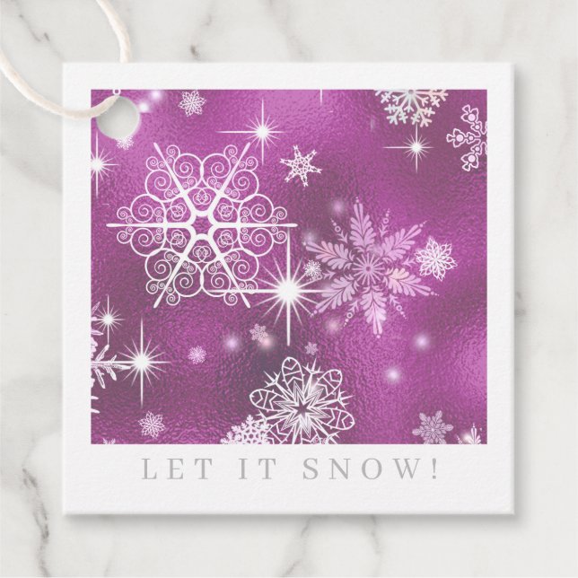 Étiquettes Cadeau Prettiest Snowflakes Motif Orchid rose ID846 (Devant)