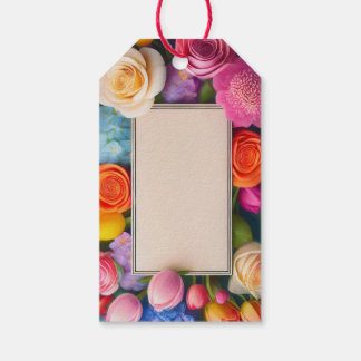 Étiquettes-cadeau Pretty Floral Framed Roses Tulips Hydrangea