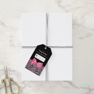 Étiquettes-cadeau Pricetag photo Empreinte de léopard mignon rose fi