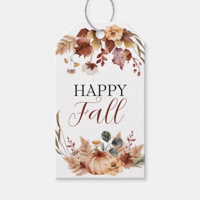 Étiquettes-cadeau Primitive Automne Citrouille Ferme Chèque Plaid (Devant)