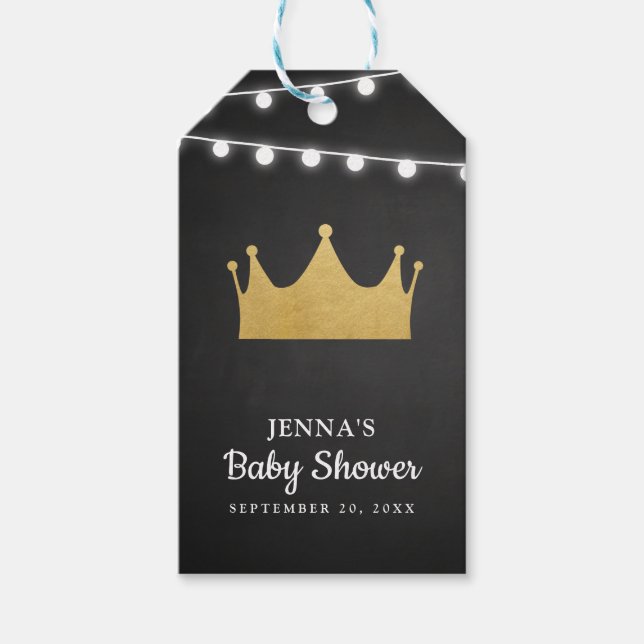 Étiquettes-cadeau Prince | Baby shower Gold Foil | Tableau (Devant)