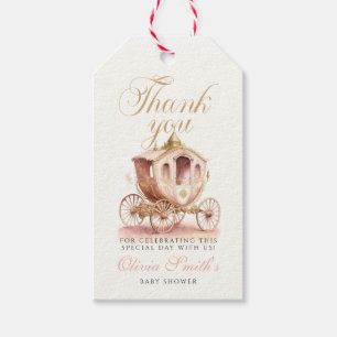 Étiquettes-cadeau Princesse Carriage rose fille baby shower Merci