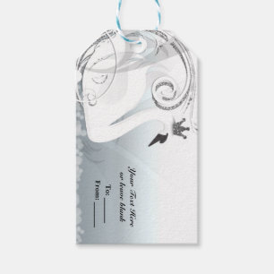 Étiquettes-cadeau Princesse cygne Argent et Blanc Élégant sur mesure