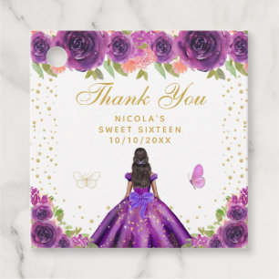 Étiquettes Cadeau Princesse Fleurie Violette pour Douze Ans aux Peau