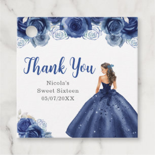 Étiquettes Cadeau Princesse florale en robe bleu marine Sweet Sixtee