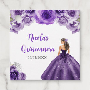 Étiquettes Cadeau Princesse Florale en Robe violette foncée Quincean