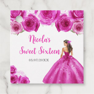 Étiquettes Cadeau Princesse Florale en Sweet sixteen rosé chaud