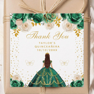 Étiquettes Cadeau Princesse Florale Verte Quinceañera