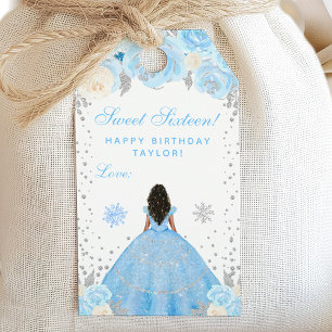 Étiquettes-cadeau Princesse Peau Noire Blue Winter Douze Ans