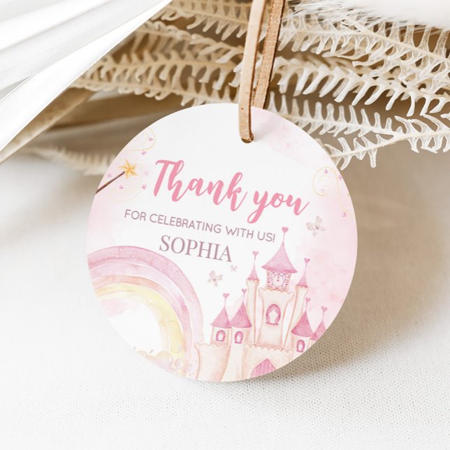 Étiquettes Cadeau Princesse rose 4e fête d'anniversaire (Four Ever a Princess Birthday Party Favor Tags)